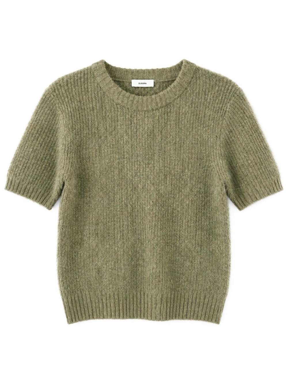 Elborn Mohair Wool Alpaca Blend Short Sleeve Knit Sweater Green 34